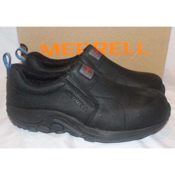 MERRELL MEN'S JUNGLE MOC LEATHER CT WORK SHOE SNEAKERS BLACK 9 NIB $135 - Picture 1 of 6